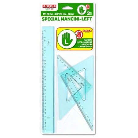 Set dibujo plástico 3 piezas para zurdos